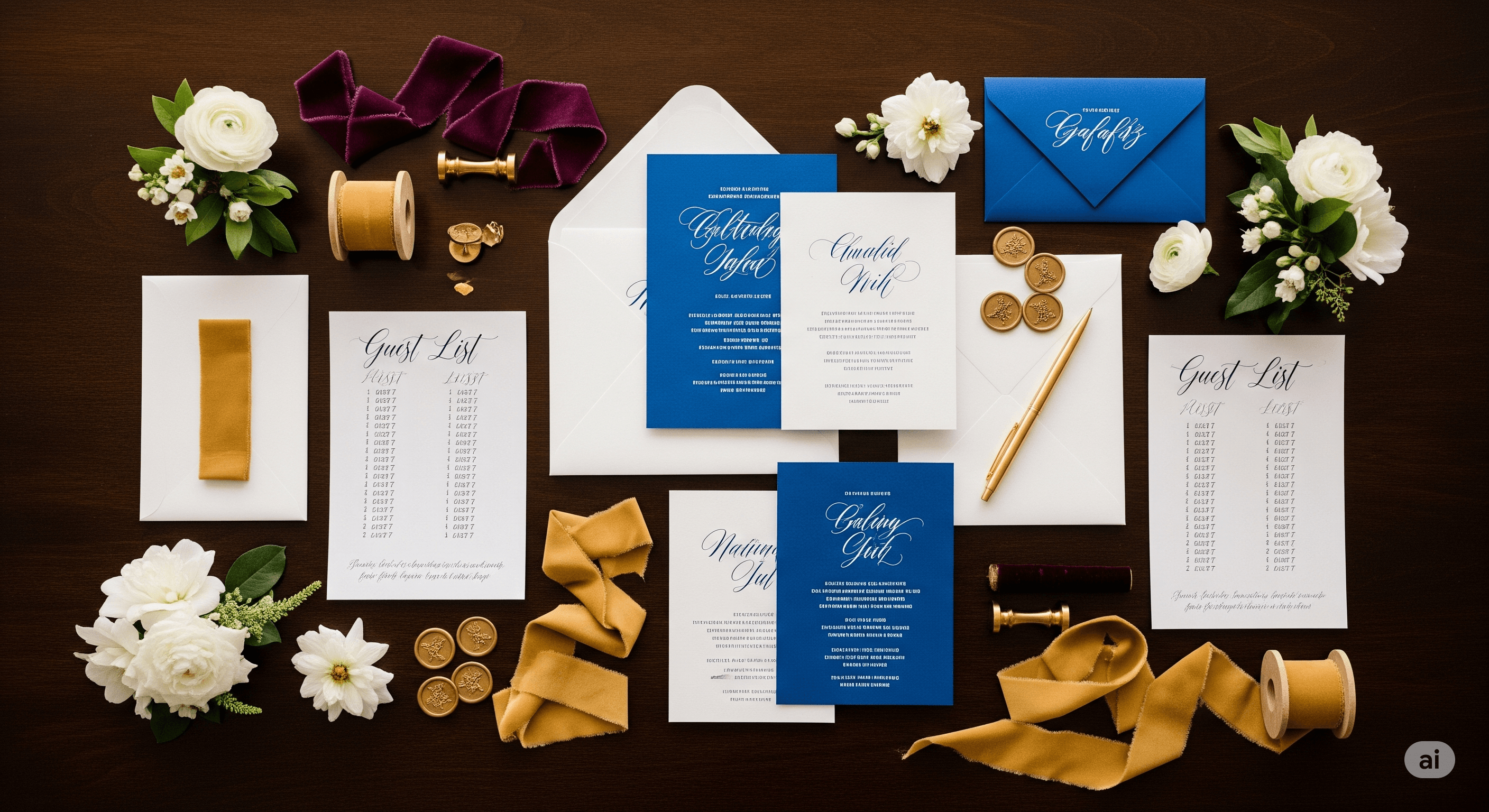 Elegant invitation planning materials
